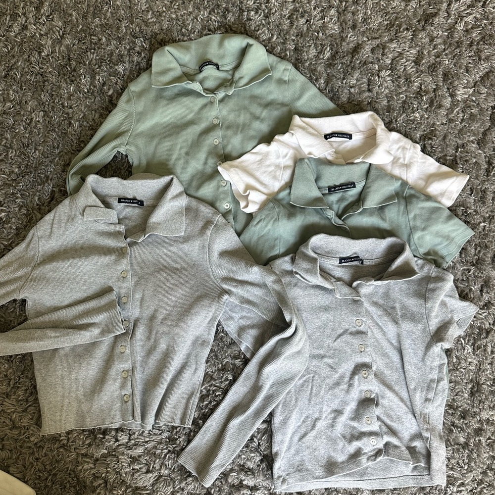 Brandy melville BUNDLE shirts Green, Gray, and White